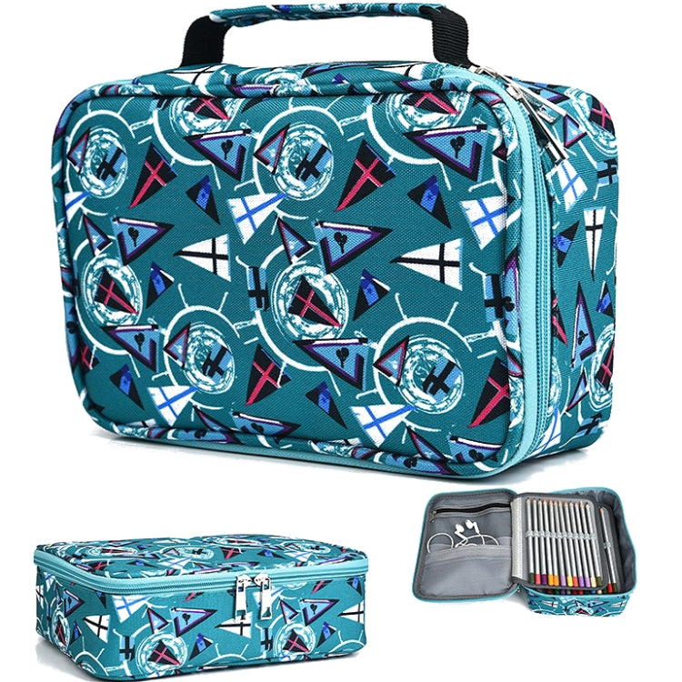 Large-Capacity Frosted Pencil Case Zipper Pencil Case(Green Geometry) - File Folder by PMC TechLife | Online Shopping South Africa | PMC TechLife