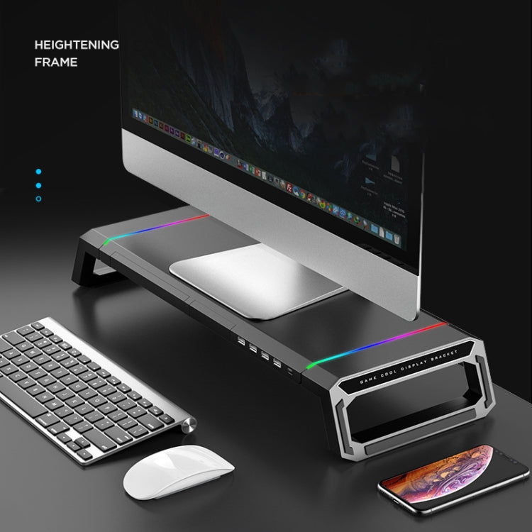 ICE COOREL T1 Monitor Increased Rack Foldable Laptop Stand With RGB Lighting & 4xUSB2.0 Expansion Interface(Obsidian Black) - free shipping - PMC TechLife - Order now!