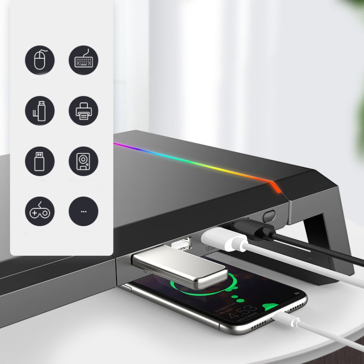 ICE COOREL T1 Monitor Increased Rack Foldable Laptop Stand With RGB Lighting & 4xUSB2.0 Expansion Interface(Obsidian Black) - free shipping - PMC TechLife - Order now!