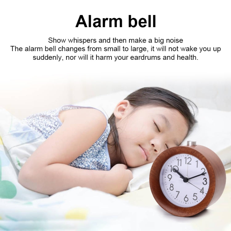 Solid Wood Silent Snooze Alarm Clock with Pointer(Round Dark) - free shipping - PMC TechLife - Order now!