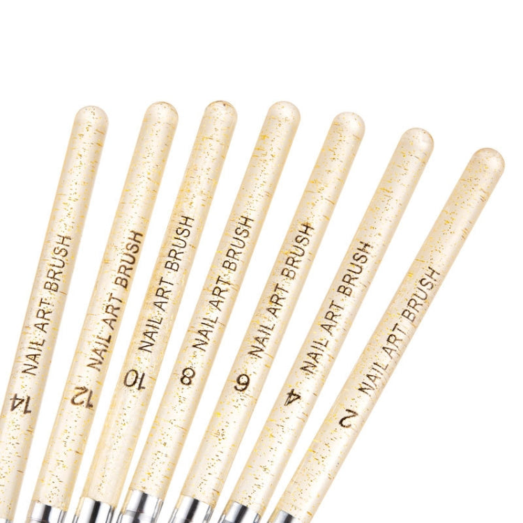 2 Sets 7 In 1 Phototherapy Pen Round Head Line Pen Transparent Rod Painted Pen Drawing Pen Nail Art Brush Tool(Gold Power) - free shipping - PMC TechLife - Order now!