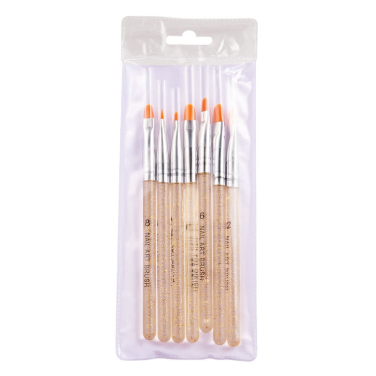 2 Sets 7 In 1 Phototherapy Pen Round Head Line Pen Transparent Rod Painted Pen Drawing Pen Nail Art Brush Tool(Gold Power) - free shipping - PMC TechLife - Order now!
