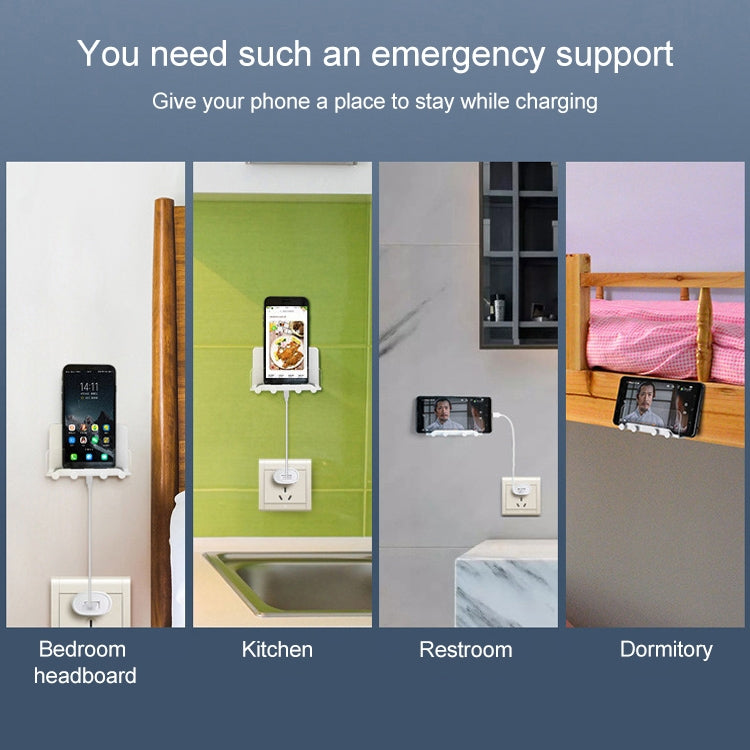 Free Punching Wall Phone Holder Wall-Mounted Charging Base Bracket(White) - free shipping - PMC TechLife - Order now!