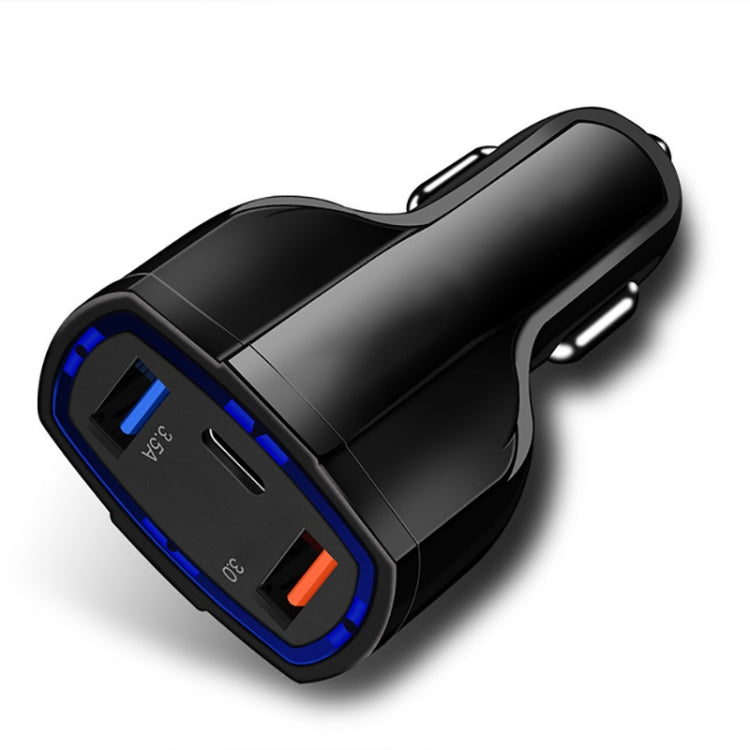 2 PCS QC3.0 Fast Charge Car Charger 3.5A Dual USB With Type-C Interface Output Car Charger(Black) - Car Charger by PMC TechLife | Online Shopping South Africa | PMC TechLife