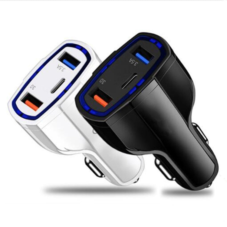 2 PCS QC3.0 Fast Charge Car Charger 3.5A Dual USB With Type-C Interface Output Car Charger(Black) - Car Charger by PMC TechLife | Online Shopping South Africa | PMC TechLife