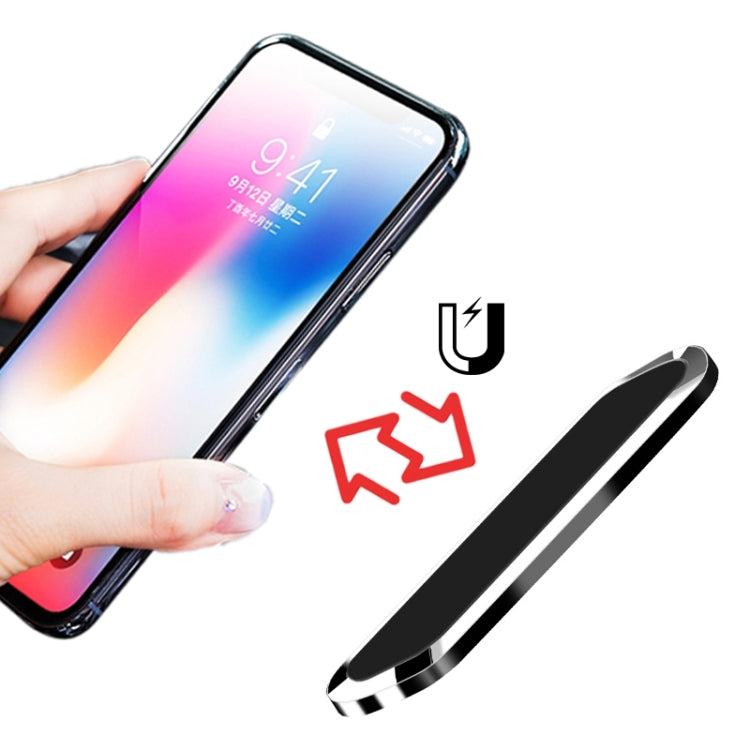 F601 4 PCS One Word Long Magnet Car Bracket Car Navigation Lazy Magnetic Metal Bracket(Rounded Silver) - Car Holders by PMC TechLife | Online Shopping South Africa | PMC TechLife