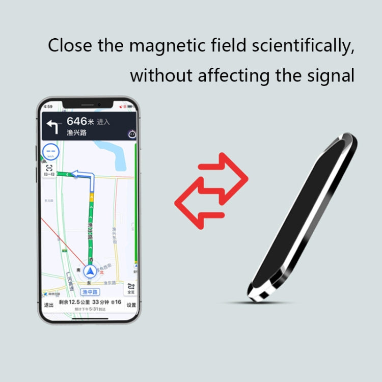 F601 4 PCS One Word Long Magnet Car Bracket Car Navigation Lazy Magnetic Metal Bracket(Rounded Black) - Car Holders by PMC TechLife | Online Shopping South Africa | PMC TechLife
