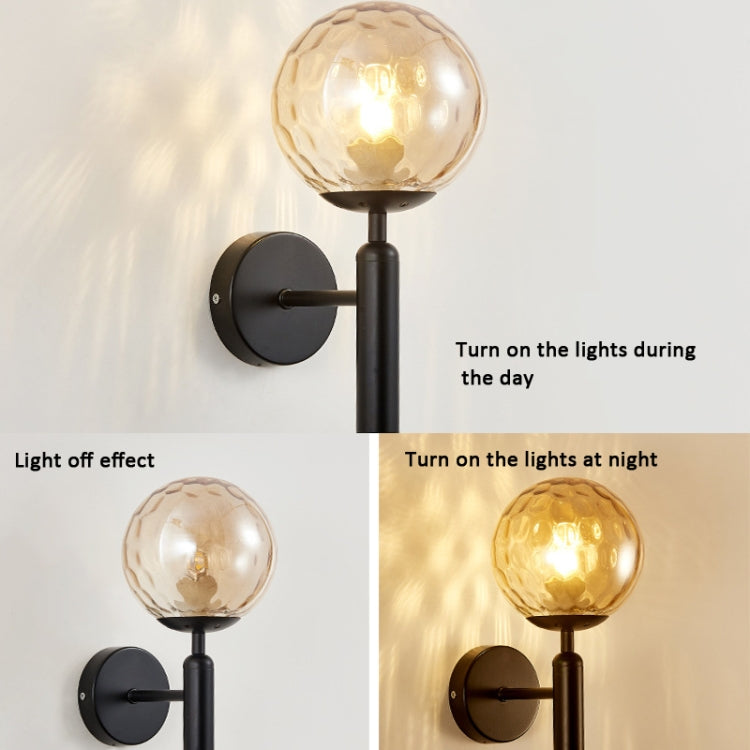 6102 Round Glass LED Wall Light Hotel Bedroom Bedside Living Room, Power source: 5W White Light(Copper Color Cream White Lampshade) -  by PMC TechLife | Online Shopping South Africa | PMC TechLife