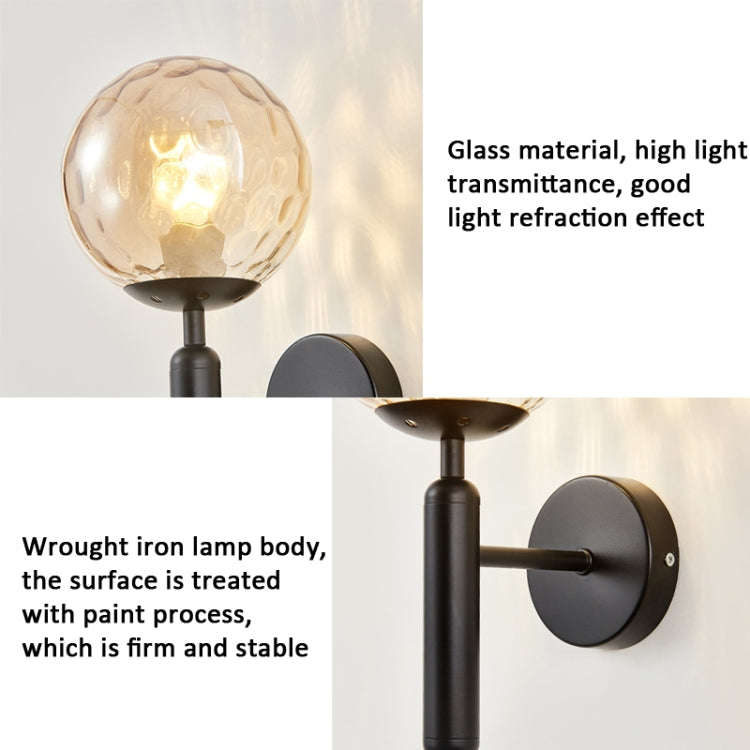 6102 Round Glass LED Wall Light Hotel Bedroom Bedside Living Room, Power source: 5W White Light(Copper Color Cream White Lampshade) -  by PMC TechLife | Online Shopping South Africa | PMC TechLife