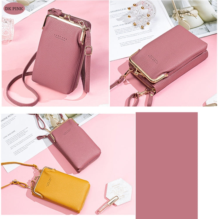 H2107 Ladies Mobile Phone Bag Shoulder Messenger Bag Pebbled Zipper Wallet(Pink) - Single-shoulder Bags by PMC TechLife | Online Shopping South Africa | PMC TechLife