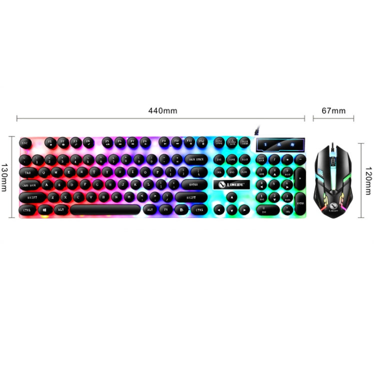 LIMEIDE GTX300 104 Keys Retro Round Key Cap USB Wired Mouse Keyboard, Cable Length: 1.4m, Colour: Punk Set White - free shipping - PMC TechLife - Order now!