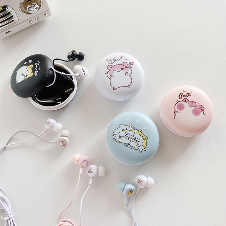 2 Pairs Heavy Bass Wired Headset Mobile Phone Universal Headset with Storage Box & Microphone(Pink Rat + Storage Box) - In Ear Wired Earphone by PMC TechLife | Online Shopping South Africa | PMC TechLife