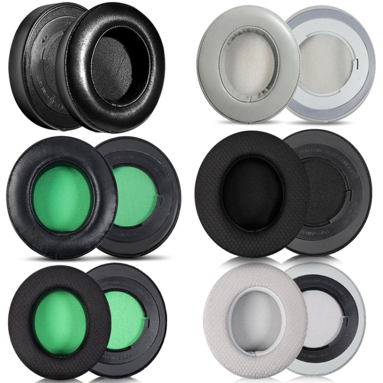 2 PCS Headset Sponge Case For Razer BlackShark V2/V2X/V2SE, Colour: Ellipse Lambskin(Black Paper Green Net) - Earmuff & Pad by PMC TechLife | Online Shopping South Africa | PMC TechLife