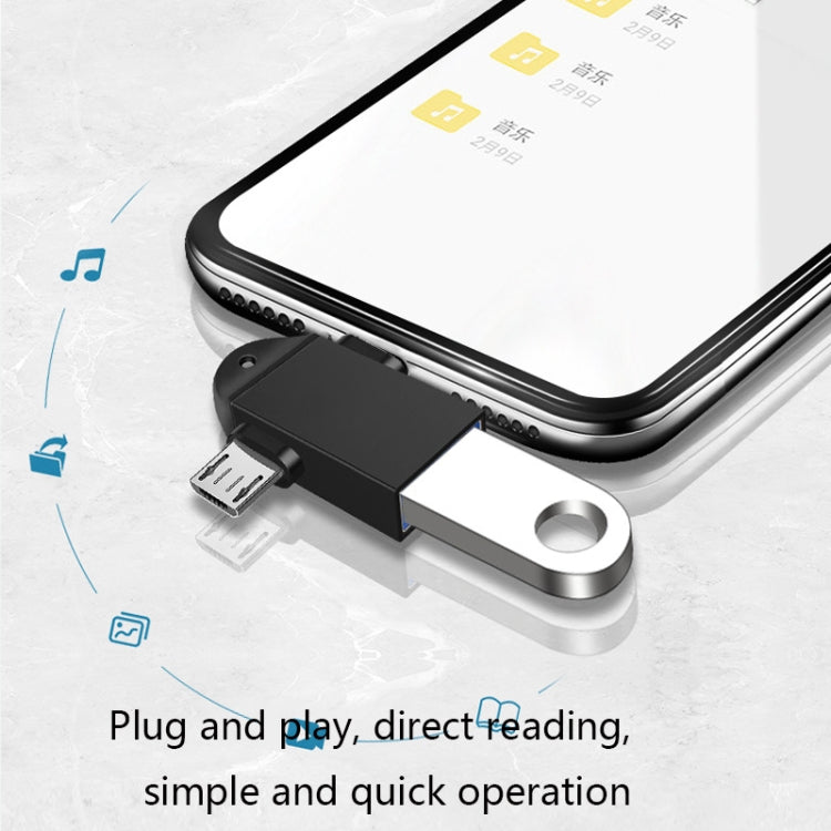 10 PCS LI-09 USB 3.0 Female to USB-C / Type-C + Micro USB Male Multi-Function OTG Adapter with Lanyard(Gold) - OTG Adapter by PMC TechLife | Online Shopping South Africa | PMC TechLife | Buy Now Pay Later Mobicred