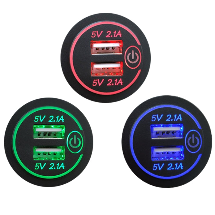 Car Motorcycle Modified Charger Double Aperture 4.2A With Touch Switch USB Car Charge(Green Light) - DIY Modified Charger by PMC TechLife | Online Shopping South Africa | PMC TechLife