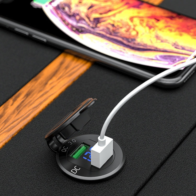 Car Motorcycle Modified USB Charger QC3.0 Metal Waterproof Fast Charge(Blue Shell Blue Light)) - free shipping - PMC TechLife - Order now!