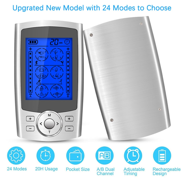 24-Mode Digital Electronic Pulse Massager Intelligent Whole Body Physical Therapy Meridian Massager, Specification: US Plug(Black) - Massage & Relaxation by PMC TechLife | Online Shopping South Africa | PMC TechLife