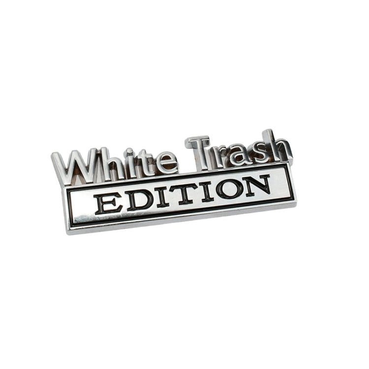 2 PCS Car Metal Modification Standard White Trash Edition Car Label Stickers(Silver Black) - Decorative Sticker by PMC TechLife | Online Shopping South Africa | PMC TechLife
