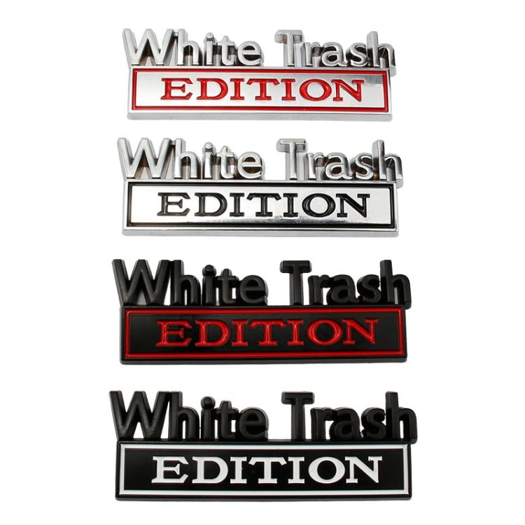 2 PCS Car Metal Modification Standard White Trash Edition Car Label Stickers(Silver Black) - Decorative Sticker by PMC TechLife | Online Shopping South Africa | PMC TechLife