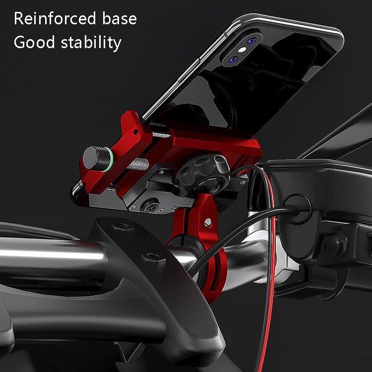 Kewig M6 Aluminum Alloy Motorcycle Mobile Phone Bracket Rechargeable With Switch Waterproof Stable Navigation Bracket(Blue) - Holder by PMC TechLife | Online Shopping South Africa | PMC TechLife | Buy Now Pay Later Mobicred