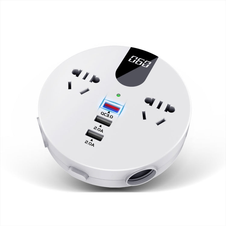 QC3.0 Car 12V 24V To 110V 220V Multi-function Inverter(White Round) - DIY Modified Charger by PMC TechLife | Online Shopping South Africa | PMC TechLife