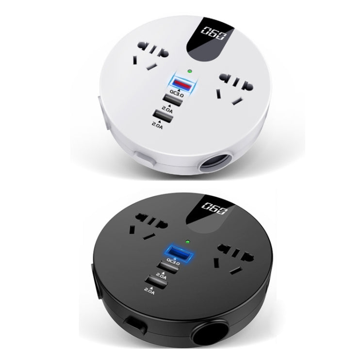 QC3.0 Car 12V 24V To 110V 220V Multi-function Inverter(White Round) - DIY Modified Charger by PMC TechLife | Online Shopping South Africa | PMC TechLife