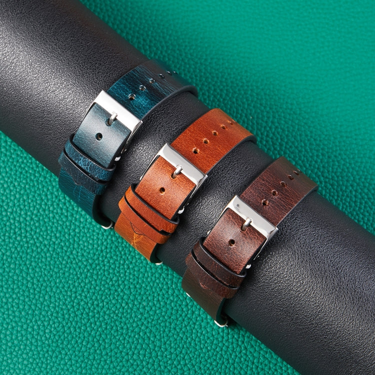 HB001 Color-Changing Retro Oil Wax Leather Universal Watch Band, Size: 18mm(Green) - 18mm Bands by PMC TechLife | Online Shopping South Africa | PMC TechLife | Buy Now Pay Later Mobicred