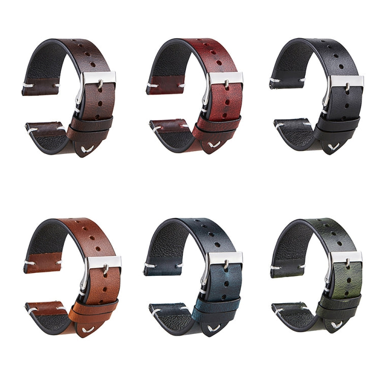 HB001 Color-Changing Retro Oil Wax Leather Universal Watch Band, Size: 20mm(Blue) - 20mm Bands by PMC TechLife | Online Shopping South Africa | PMC TechLife | Buy Now Pay Later Mobicred