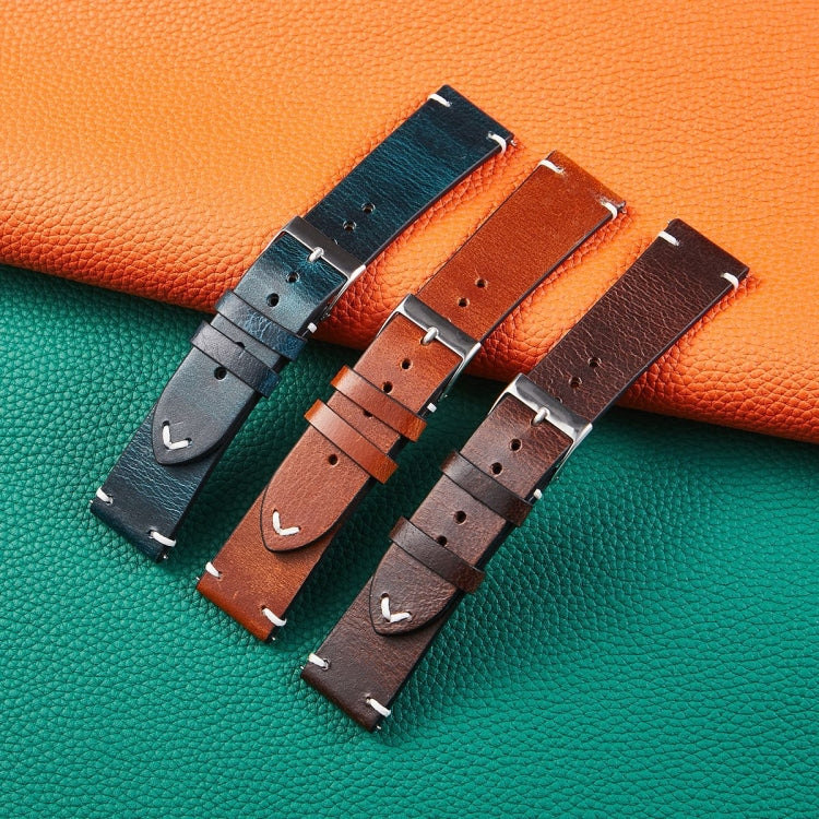 HB001 Color-Changing Retro Oil Wax Leather Universal Watch Band, Size: 20mm(Deep Brown) - free shipping - PMC TechLife - Order now!