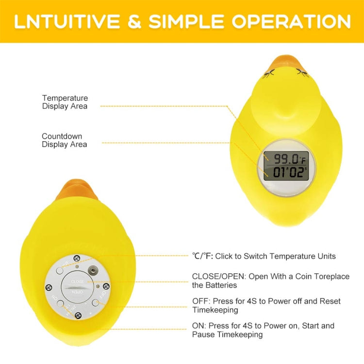AF-023 Baby Bathing Yellow Duck Water Thermometer With Temperature and Time(Yellow) - Digital Thermometer by PMC TechLife | Online Shopping South Africa | PMC TechLife | Buy Now Pay Later Mobicred