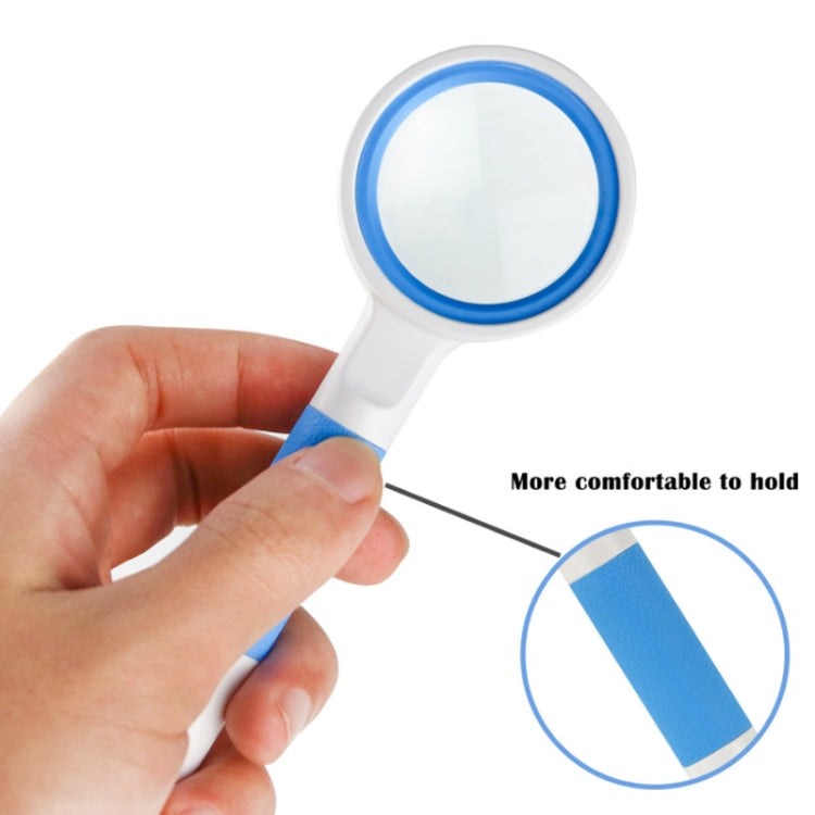 Hand-Held Reading Magnifier Glass Lens Anti-Skid Handle Old Man Reading Repair Identification Magnifying Glass, Specification: 85mm 10 Times (Blue White) - free shipping - PMC TechLife - Order now!