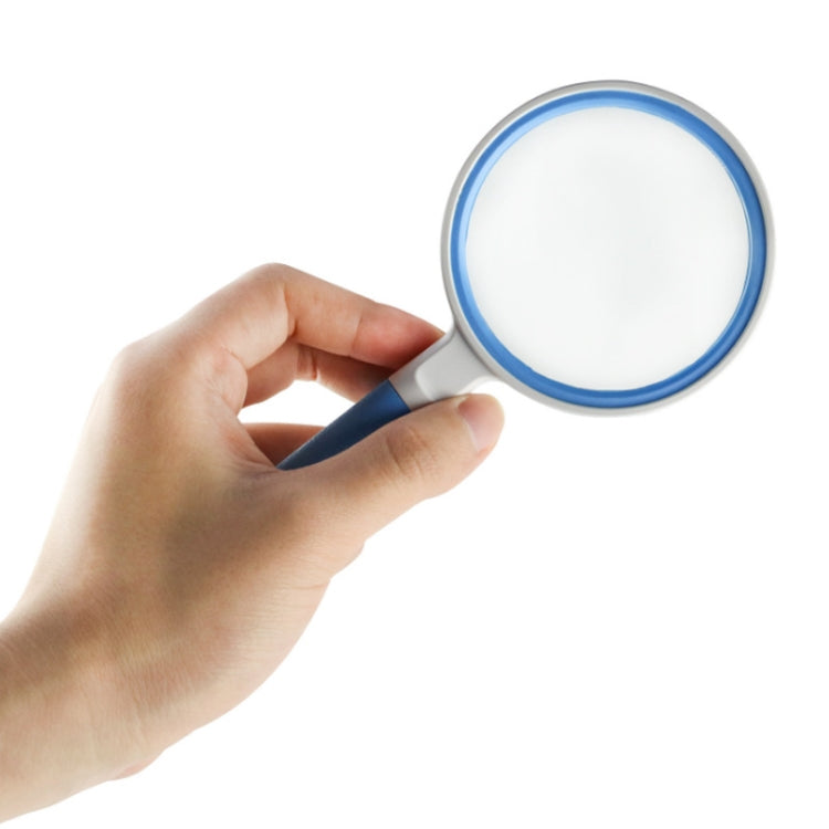 Hand-Held Reading Magnifier Glass Lens Anti-Skid Handle Old Man Reading Repair Identification Magnifying Glass, Specification: 85mm 10 Times (Blue White) - free shipping - PMC TechLife - Order now!