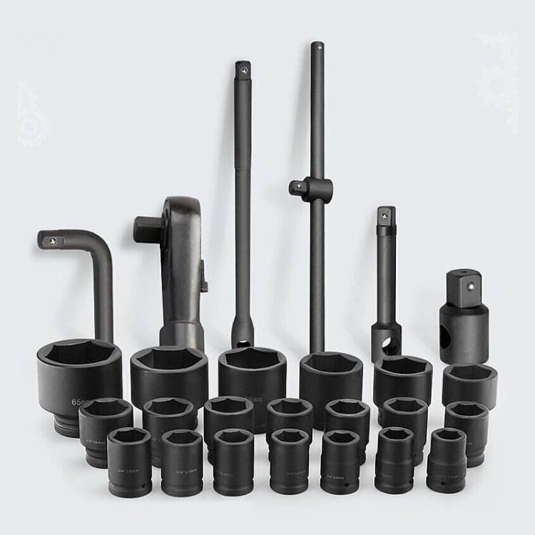 26 PCS / Set Hexagonal Heavy-Duty Socket Auto Repair Socket Wrench(Black Hexagonal) - Hand Tool Sets by PMC TechLife | Online Shopping South Africa | PMC TechLife