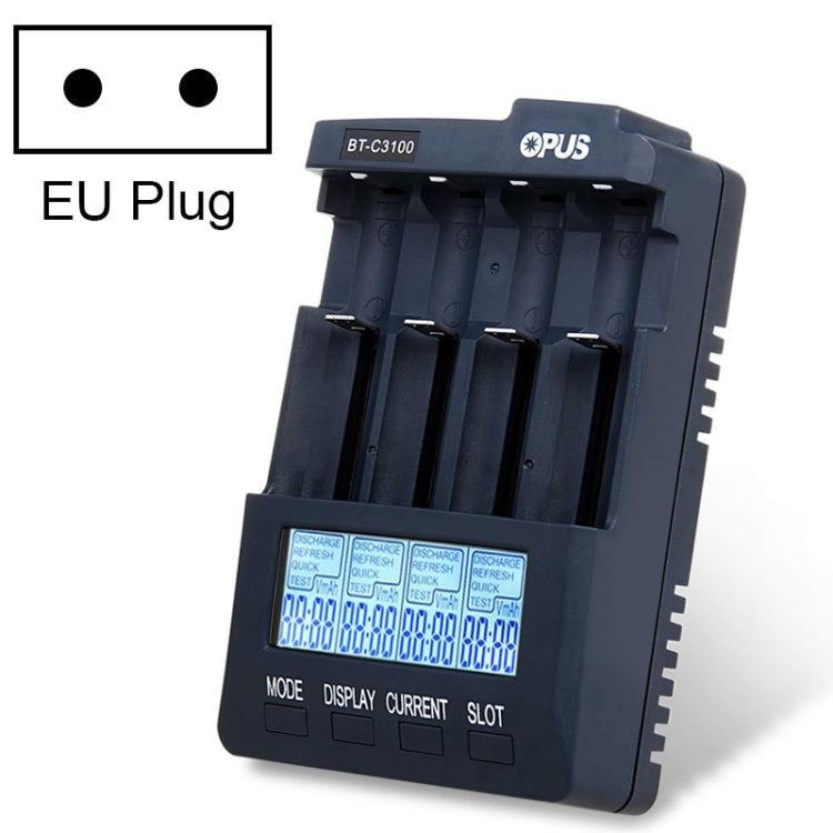 OPUS BT-C3100 Smart Smart Digital Intelligent 4-Slot Battery Charger(EU Plug) - free shipping - PMC TechLife - Order now!