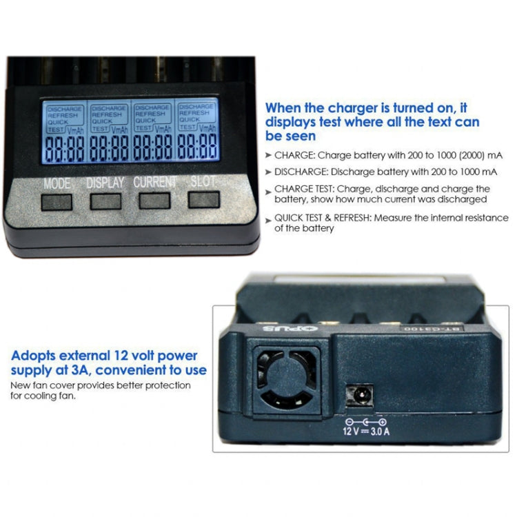 OPUS BT-C3100 Smart Smart Digital Intelligent 4-Slot Battery Charger(EU Plug) - free shipping - PMC TechLife - Order now!