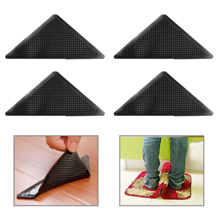 4 PCS/Set Recyclable Anti-Slip Washable Rug Carpet Mat for Home Bath Living Room(Black) - Cushions & Pillows by PMC TechLife | Online Shopping South Africa | PMC TechLife