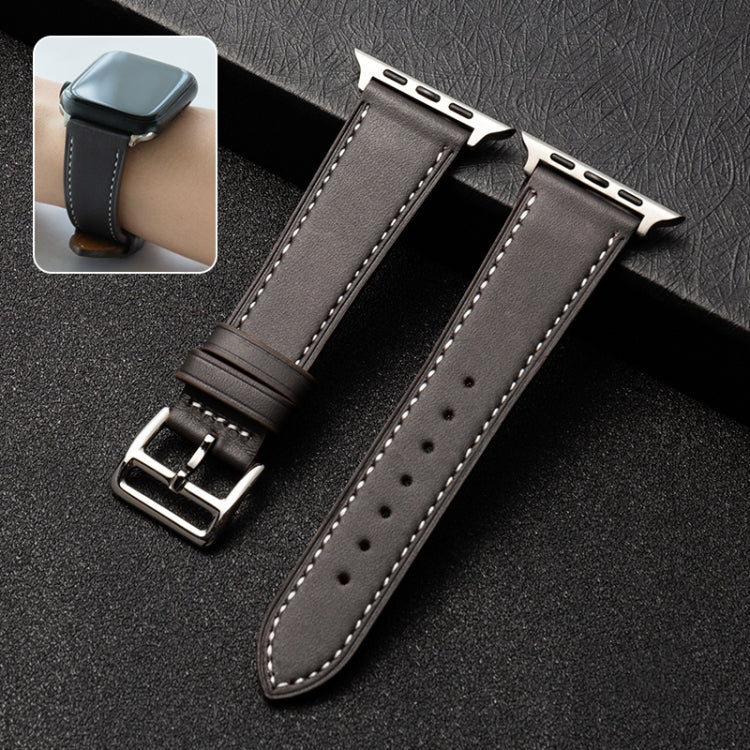 Cowhide Leather Strap Watch Band For Apple Watch Ultra 49mm&Watch Ultra 2 49mm / Series 9&8&7 45mm / SE 3&SE 2&6&SE&5&4 44mm / 3&2&1 42mm(Dark Brown) - Watch Bands by PMC TechLife | Online Shopping South Africa | PMC TechLife | Buy Now Pay Later Mobicred