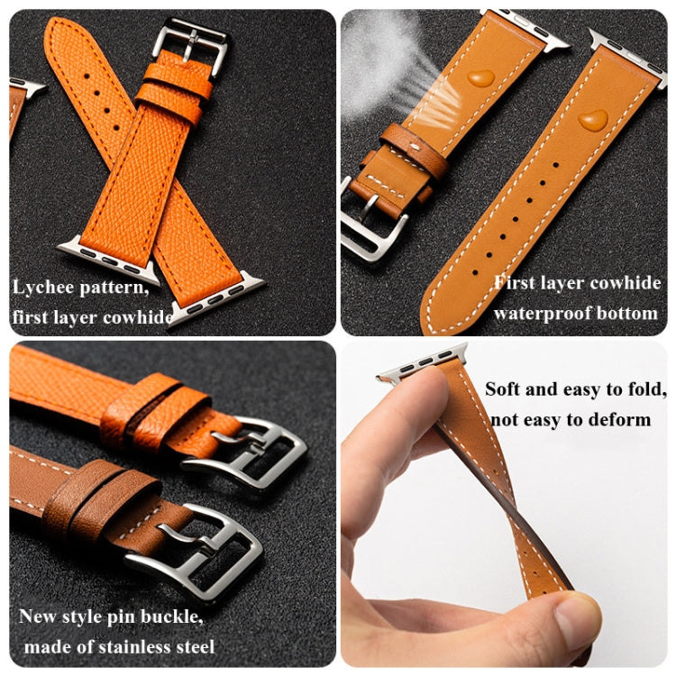 Cowhide Leather Strap Watch Band For Apple Watch Ultra 49mm&Watch Ultra 2 49mm / Series 9&8&7 45mm / SE 3&SE 2&6&SE&5&4 44mm / 3&2&1 42mm(Dark Brown) - Watch Bands by PMC TechLife | Online Shopping South Africa | PMC TechLife | Buy Now Pay Later Mobicred