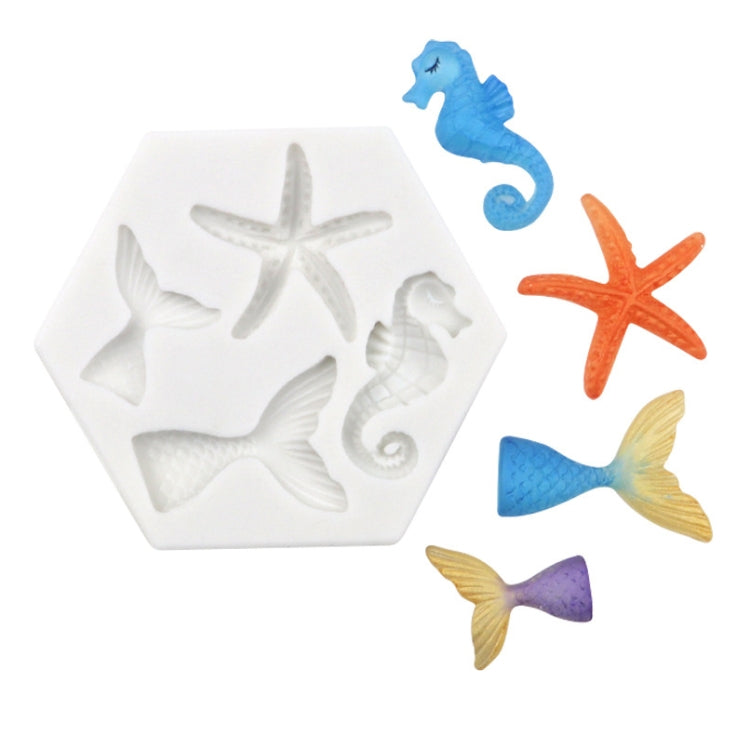 Ocean Series Big And Small Fishtail Starfish Seahorse DIY Baking Liquid Silicone Mold(Gray) - Food Molds by PMC TechLife | Online Shopping South Africa | PMC TechLife | Buy Now Pay Later Mobicred