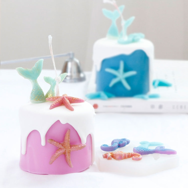 Ocean Series Big And Small Fishtail Starfish Seahorse DIY Baking Liquid Silicone Mold(Gray) - Food Molds by PMC TechLife | Online Shopping South Africa | PMC TechLife | Buy Now Pay Later Mobicred