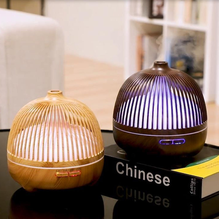 Bird Cage Wood Graphic Aromatherapy Machine Ultrasonic Smart Home Colorful Night Light Hollow Humidifier, Product specifications: US Plug(Light Wood Pattern) - free shipping - PMC TechLife - Order now!