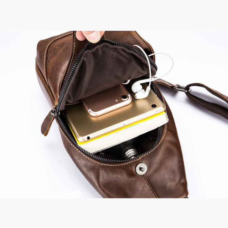 BULL CAPTAIN 019 Retro Men Leather Crossbody Shoulder Bag First-Layer Cowhide Chest Bag, Colour: Chestnut Brown + Buckle - free shipping - PMC TechLife - Order now!