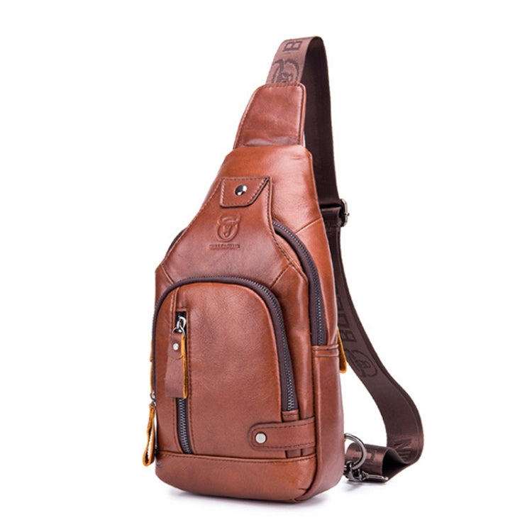 BULL CAPTAIN 129 First-Layer Cowhide Men Soft Chest Bag Outdoor Casual Messenger Bag(Red Brown) - free shipping - PMC TechLife - Order now!