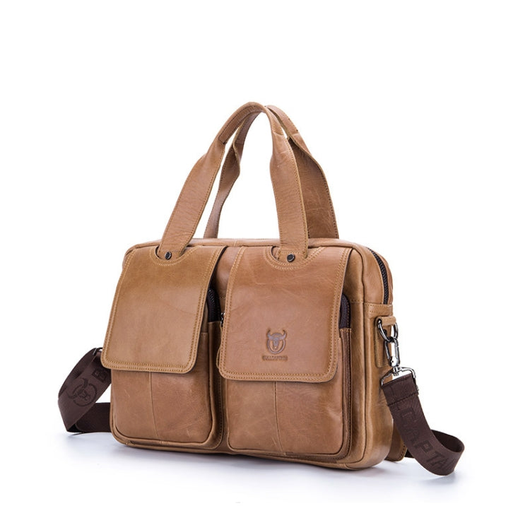BULL CAPTAIN 042 Men Leather Single-shoulder Messenger Bag Cowhide Handheld Briefcase(Yellow Brown) - free shipping - PMC TechLife - Order now!