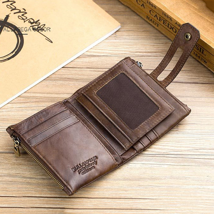 BULL CAPTAIN 021 Leather Men Vertical Wallet Short Multi-Function Wallet(Brown) - Wallets by BULL CAPTAIN | Online Shopping South Africa | PMC TechLife | Buy Now Pay Later Mobicred
