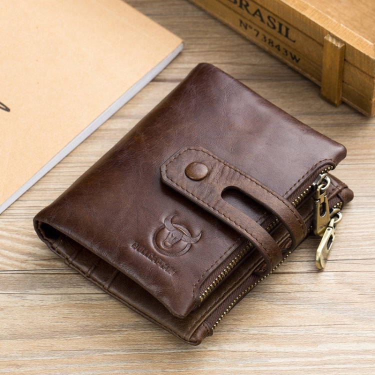 BULL CAPTAIN 021 Leather Men Vertical Wallet Short Multi-Function Wallet(Brown) - Wallets by BULL CAPTAIN | Online Shopping South Africa | PMC TechLife | Buy Now Pay Later Mobicred