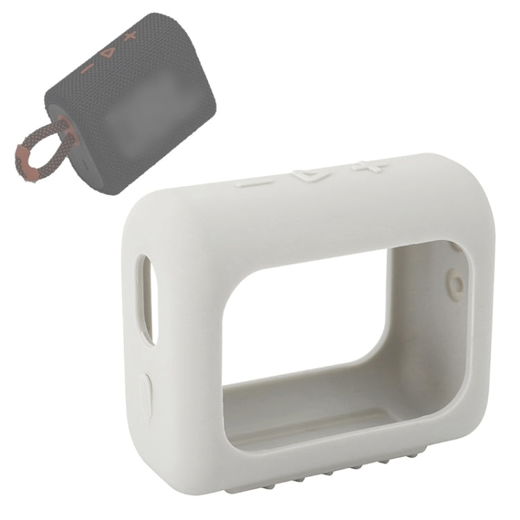 For JBL GO3 Bluetooth Speaker Silicone Cover Portable Protective Case with Carabiner(Silver Gray) - Protective Case by PMC TechLife | Online Shopping South Africa | PMC TechLife