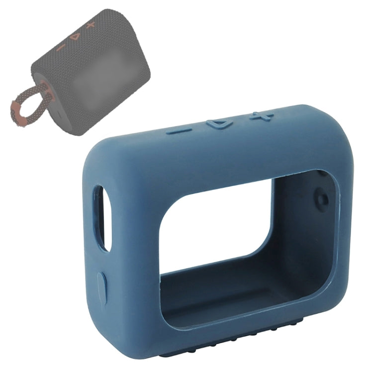 For JBL GO3 Bluetooth Speaker Silicone Cover Portable Protective Case with Carabiner(Dark Blue) - Protective Case by PMC TechLife | Online Shopping South Africa | PMC TechLife