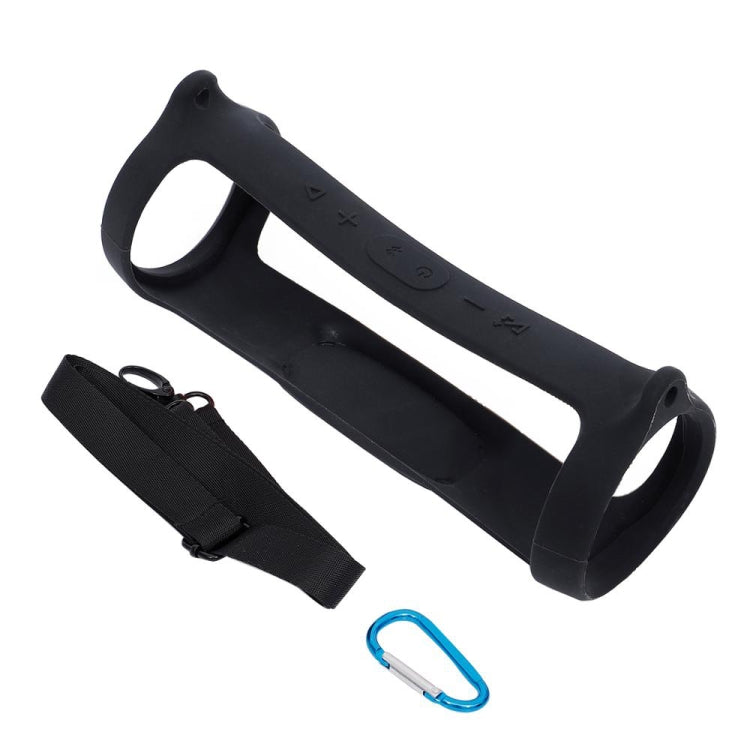 For JBL Charge 4 Bluetooth Speaker Portable Silicone Protective Cover with Shoulder Strap & Carabiner(Black) - Protective Case by PMC TechLife | Online Shopping South Africa | PMC TechLife
