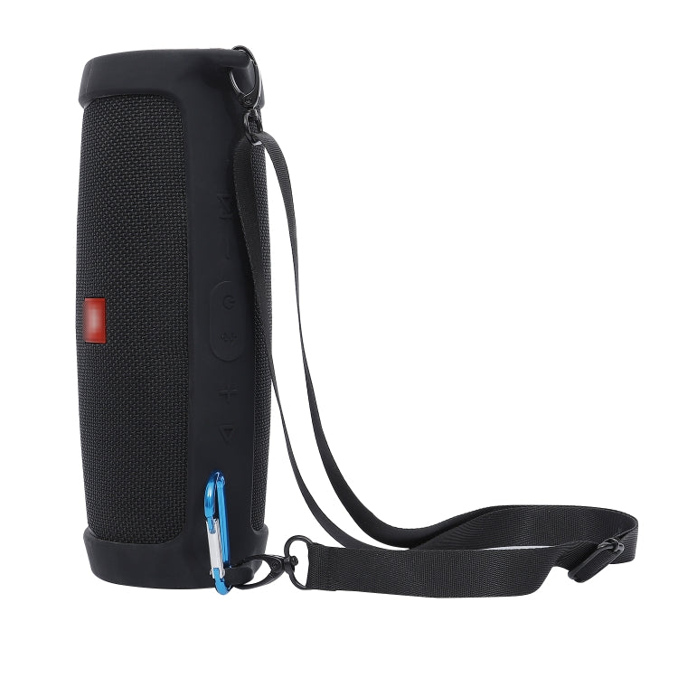 For JBL Charge 4 Bluetooth Speaker Portable Silicone Protective Cover with Shoulder Strap & Carabiner(Black) - Protective Case by PMC TechLife | Online Shopping South Africa | PMC TechLife